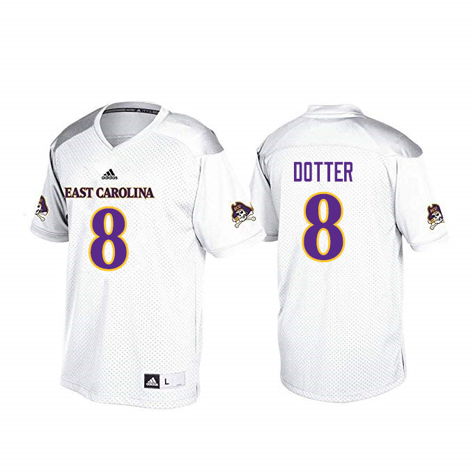 Men #8 Dru Dotter ECU Pirates College Football Jerseys Sale-White